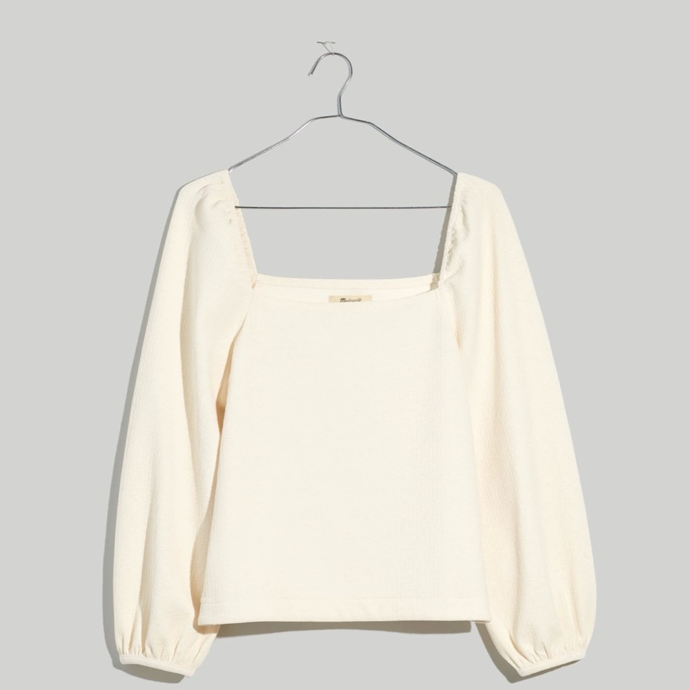 XXL Madewell Crepe Square-Neck Puff-Sleeve Top